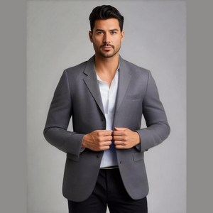 Zino Men's Gray Black Silk Wool Italy 3-Button Herringbone Blazer Jacket Size 44